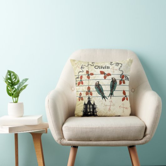 新生児パーソナライズされたガールズルームかわいい鳥 クッション (椅子)