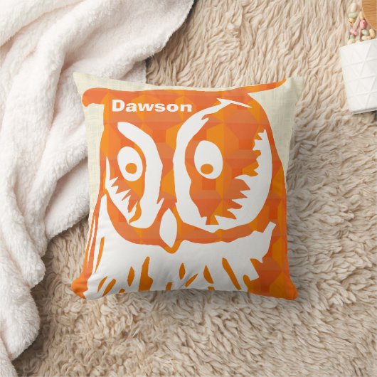 新生児パーソナライズされたボーイの部屋かわいいオレンジフクロウ クッション (ブランケット)