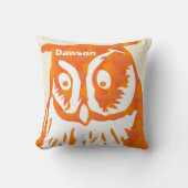 新生児パーソナライズされたボーイの部屋かわいいオレンジフクロウ クッション (正面)