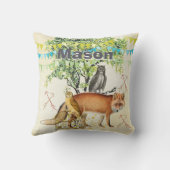 新生児パーソナライズされたボーイの部屋かわいいキツネとフクロウ クッション (裏面)
