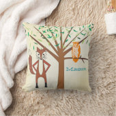 新生児パーソナライズされたボーイの部屋かわいいキツネとフクロウ クッション (ブランケット)