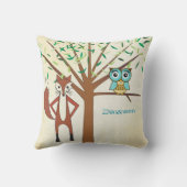 新生児パーソナライズされたボーイの部屋かわいいキツネとフクロウ クッション (裏面)