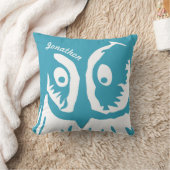 新生児パーソナライズされたボーイズルームキュートティール（緑がかった色）フクロウ クッション (ブランケット)