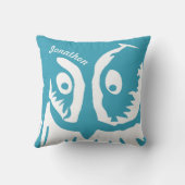 新生児パーソナライズされたボーイズルームキュートティール（緑がかった色）フクロウ クッション (裏面)