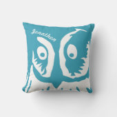 新生児パーソナライズされたボーイズルームキュートティール（緑がかった色）フクロウ クッション (正面)