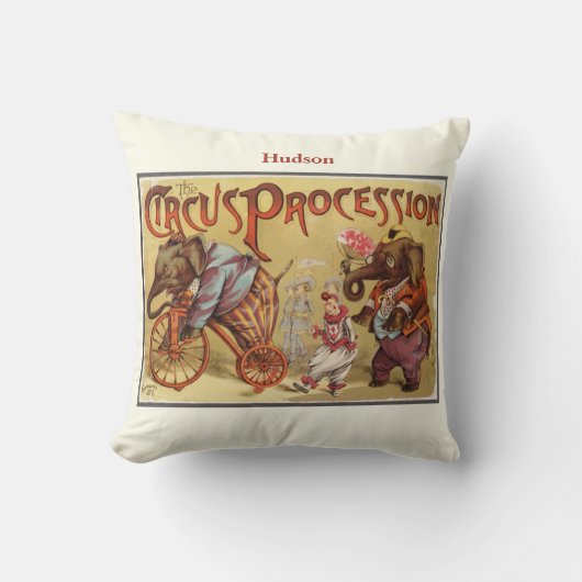 新生児パーソナライズされたボーイズルームサーカスエレファント クッション (正面)