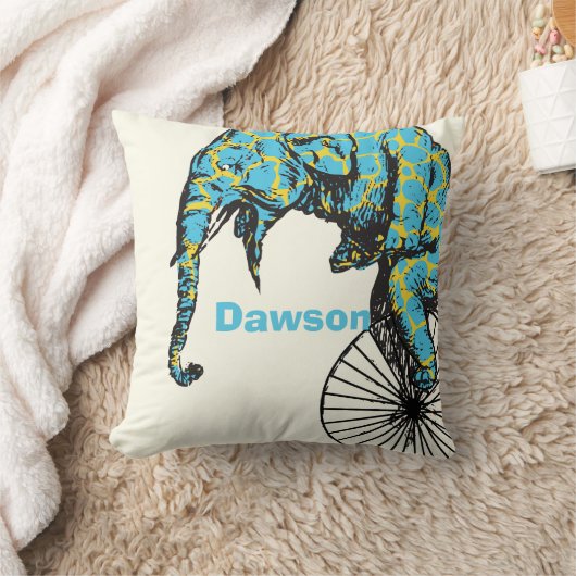 新生児パーソナライズされたボーイズルームサーカスエレファント クッション (ブランケット)