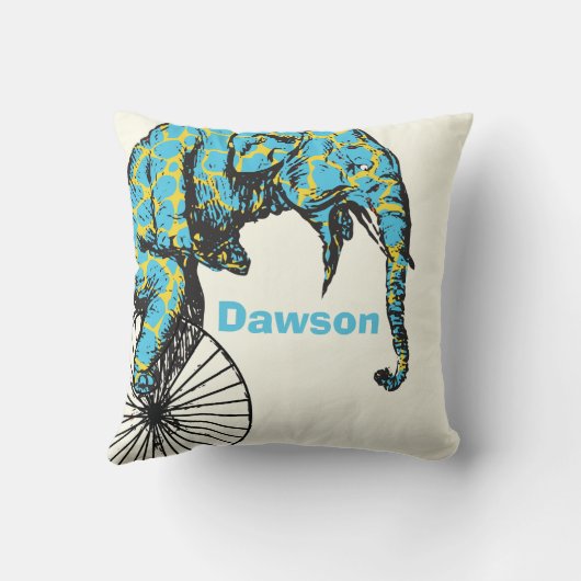 新生児パーソナライズされたボーイズルームサーカスエレファント クッション (裏面)