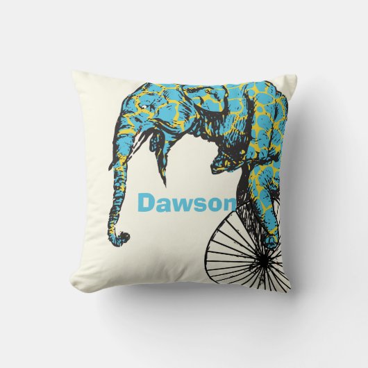 新生児パーソナライズされたボーイズルームサーカスエレファント クッション (正面)