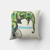 新生児パーソナライズされたボーイズルームサーカスエレファント クッション (裏面)