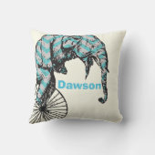 新生児パーソナライズされたボーイズルームサーカスエレファント クッション (裏面)