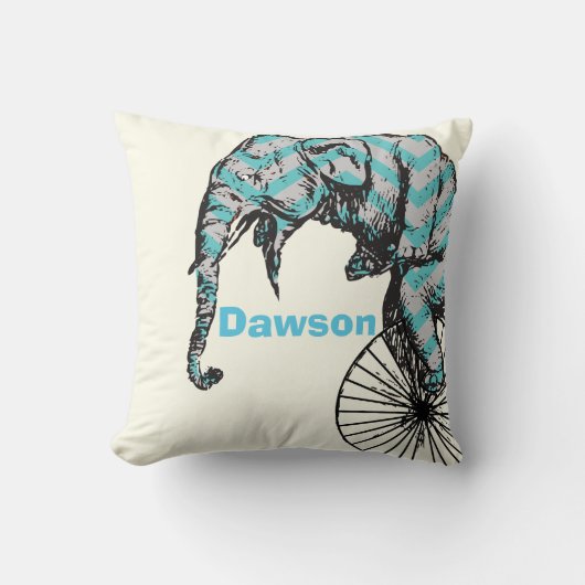 新生児パーソナライズされたボーイズルームサーカスエレファント クッション (正面)