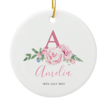 新生児パーソナライズされた記念ピンクのフローラプレゼント