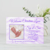 新生児パープル「Sip and See」パーティー 招待状 (スタンド正面)