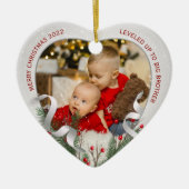新生児ビッグブラザーシルバーフレームメリークリスマス セラミックオーナメント (正面)