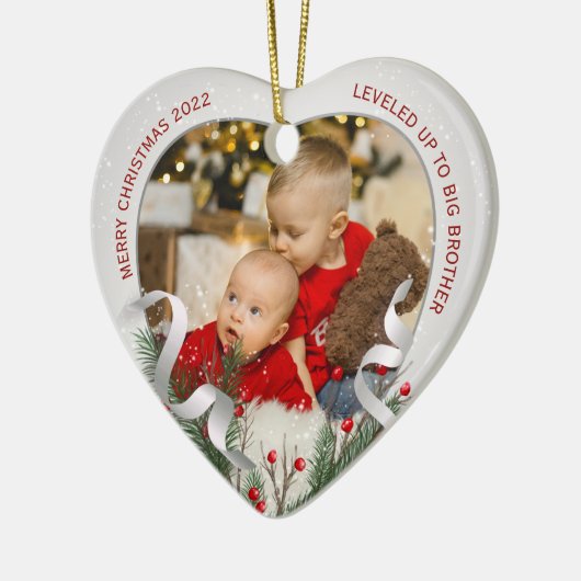 新生児ビッグブラザーシルバーフレームメリークリスマス セラミックオーナメント (左)