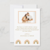 新生児ピンクボホレインボーフォトサンキューカード サンキューカード (裏面)