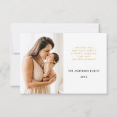 新生児ファミリーフォトクリスマスカード サンキューカード (裏面)