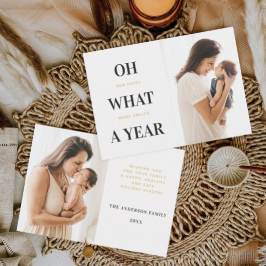 新生児ファミリーフォトクリスマスカード サンキューカード