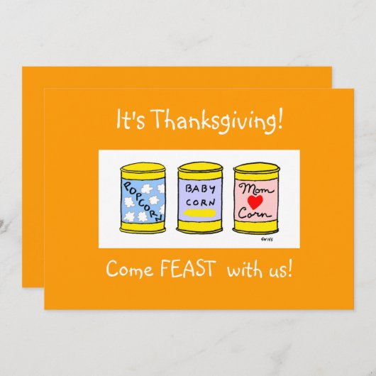 新生児ファーストサンクスギビングおもしろいディナー 招待状 (正面/裏面)