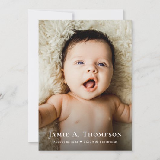 新生児フォトハートモダン誕生 案内状 (正面)