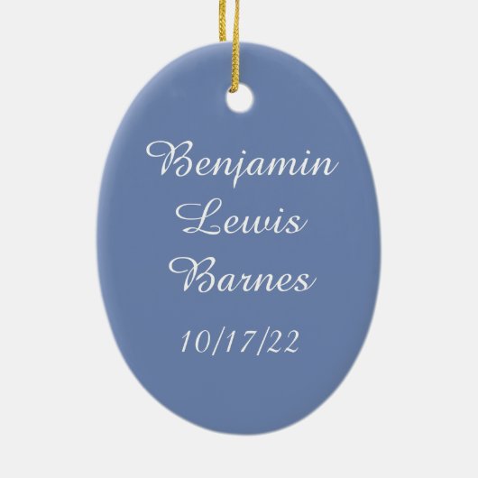 新生児フォトベビーの初めてのクリスマス セラミックオーナメント (裏面)