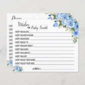 新生児ブルーの赤ちゃんシャワーカード (正面/裏面)