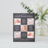 新生児ベイビー5枚写真コラージュ 誕生発表カード ポストカード (スタンド正面)