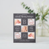 新生児ベビー5枚写真コラージュ 誕生のお知らせカード ポストカード (スタンド正面)