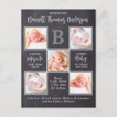 新生児ベビー5枚写真コラージュ 誕生のお知らせカード ポストカード (正面)