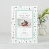 新生児ホリデー写真 ミントグレー シーズンカード (スタンド正面)