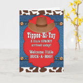 新生児ボーイおめでとうウェスタンカウボーイテーマ カード (黄色い花)