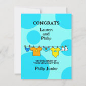 新生児ボーイおめでとうカスタマイズ可能カード (正面)