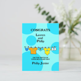 新生児ボーイおめでとうカスタマイズ可能カード