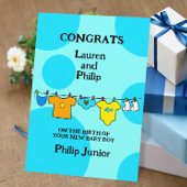 新生児ボーイおめでとうカスタマイズ可能カード サンキューカード