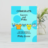 新生児ボーイおめでとうカスタマイズ可能カード サンキューカード (スタンド正面)