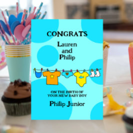 新生児ボーイおめでとうカスタマイズ可能カード 招待状
