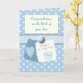 新生児ボーイおめでとうブルー カード (黄色い花)
