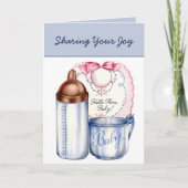 新生児ボーイが、あなたの喜びを伝えるレトロなヴィンテージ 案内状 (正面)