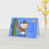 新生児ボーイとポニーおめでとう – ウェスタン カード (黄色い花)