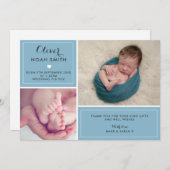 新生児ボーイの発表/サンキューカード サンキューカード (正面/裏面)