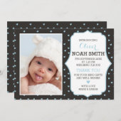 新生児ボーイの発表/サンキューカード-ハート サンキューカード (正面/裏面)