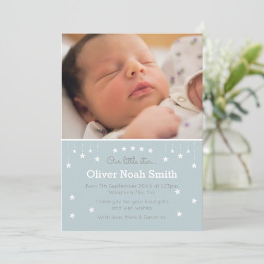 新生児ボーイの発表/サンキューカード 案内状 (スタンド正面)