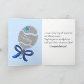 新生児ボーイオンザウェイベビー足写真 カード (内部)