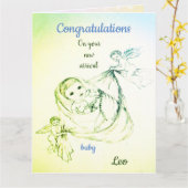 新生児ボーイケルブデザイングリーティング カード (黄色い花)