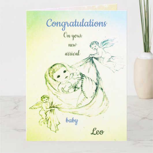 新生児ボーイケルブデザイングリーティング カード (正面)