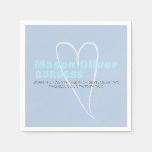 新生児ボーイハート スタンダードカクテルナプキン (正面)