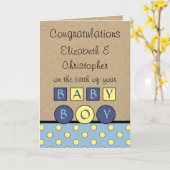 新生児ボーイビッグラブ素朴なブルーイエロー カード (黄色い花)