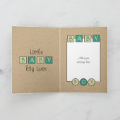 新生児ボーイビッグラブ素朴ベージュグリーン カード (内部)