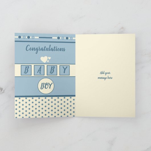 新生児ボーイブルーと名前歓迎クリーム カード (内部)